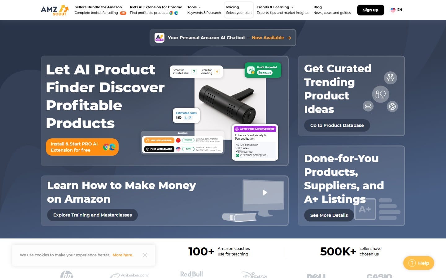 Screenshot of AMZScout's pricing page