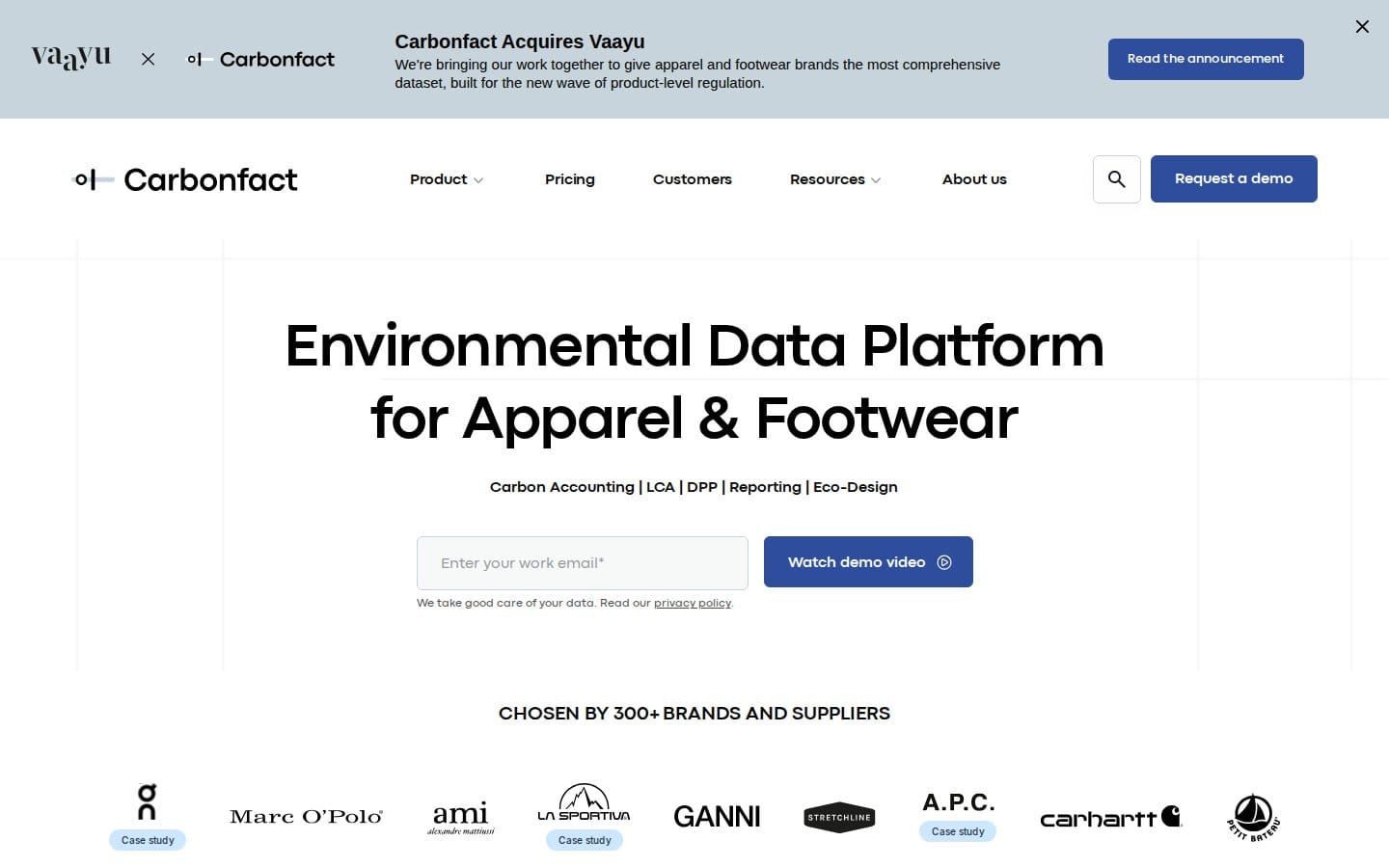 Screenshot of Carbonfact's pricing page