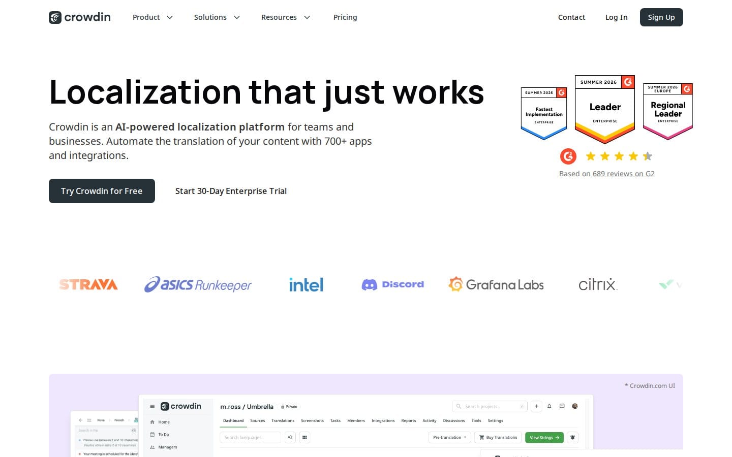 Screenshot of Crowdin's pricing page
