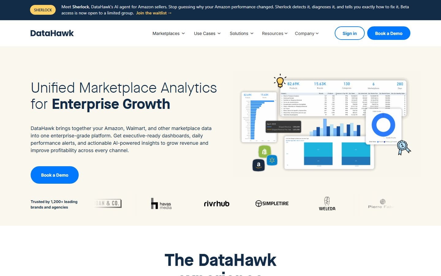 Screenshot of DataHawk's pricing page