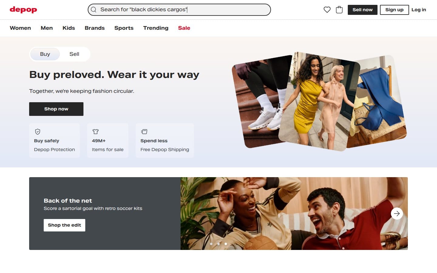 Screenshot of Depop's pricing page