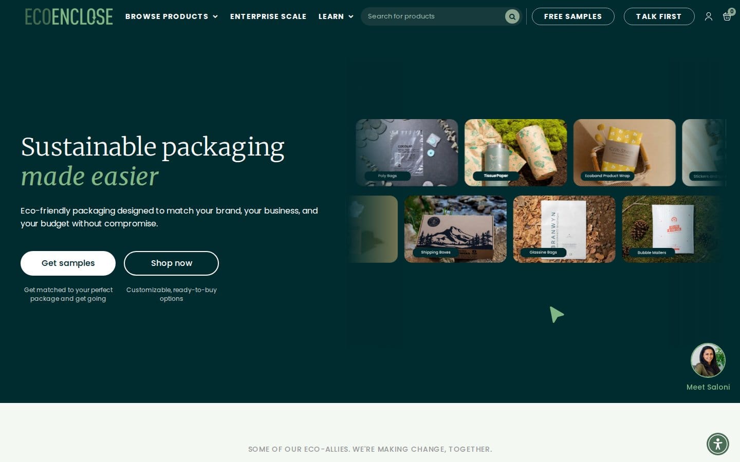 Screenshot of EcoEnclose's pricing page