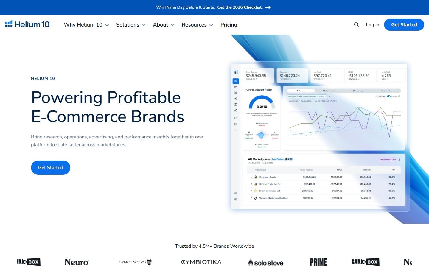 Screenshot of Helium 10's pricing page