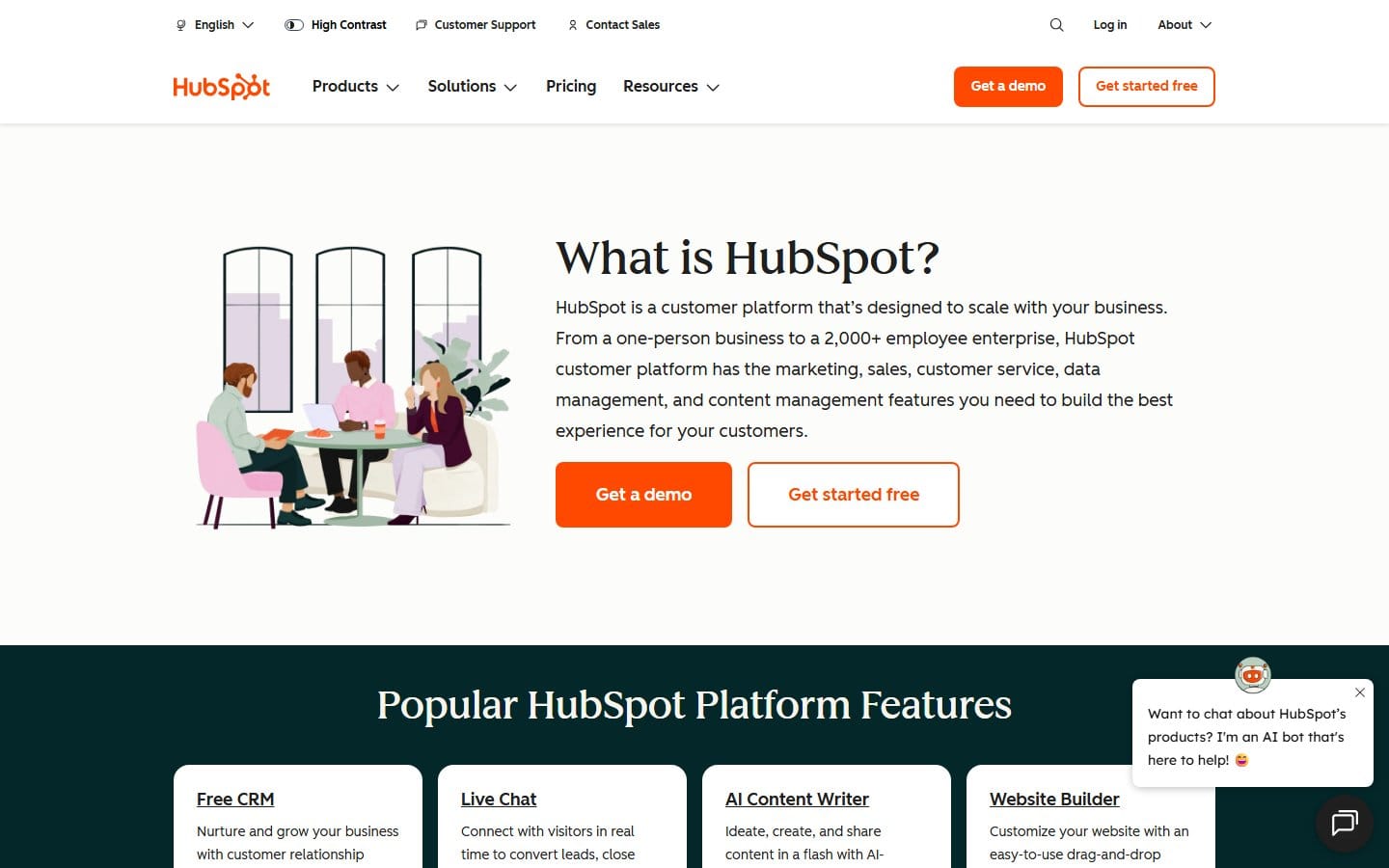 Screenshot of HubSpot's pricing page