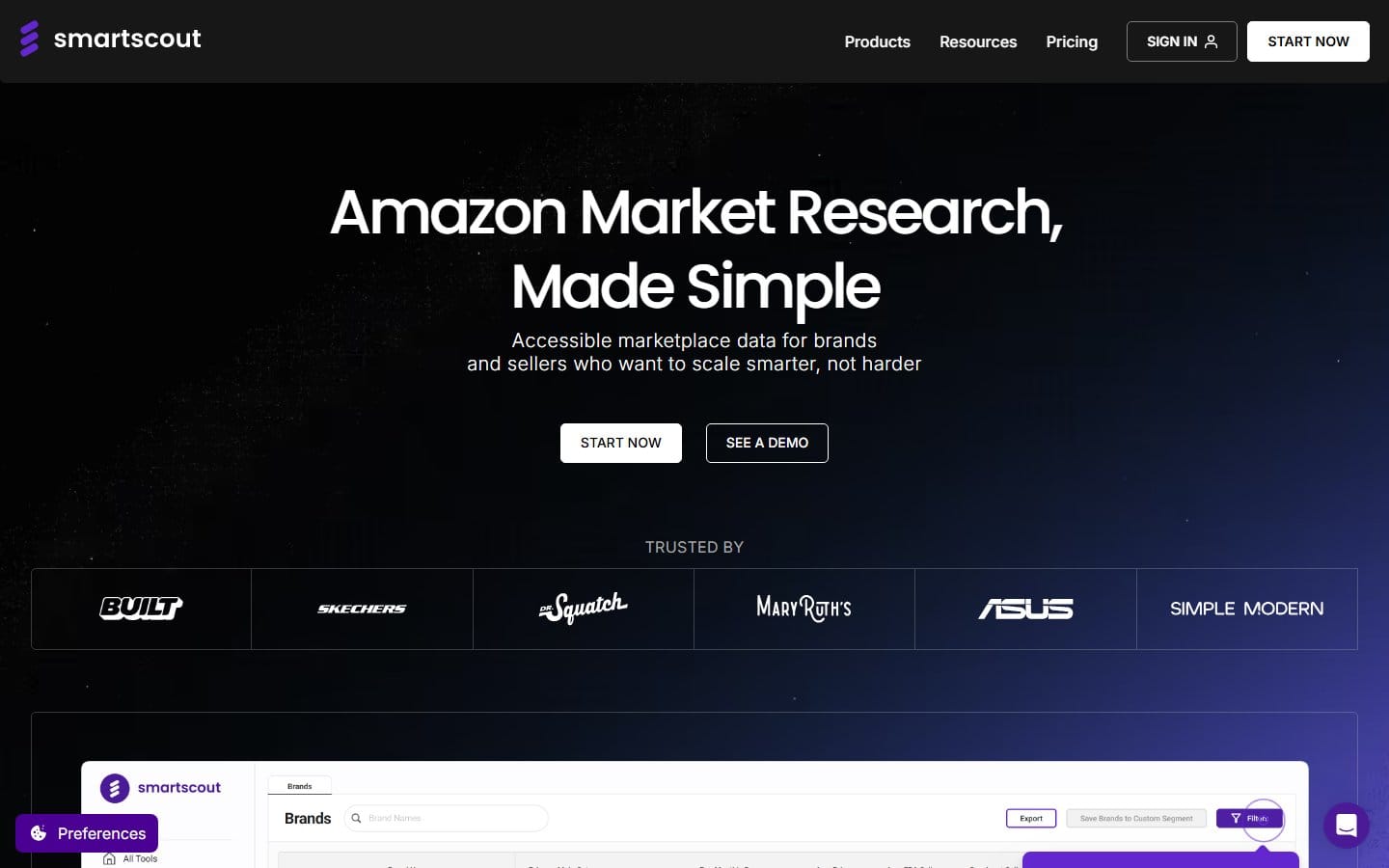 Screenshot of SmartScout's pricing page