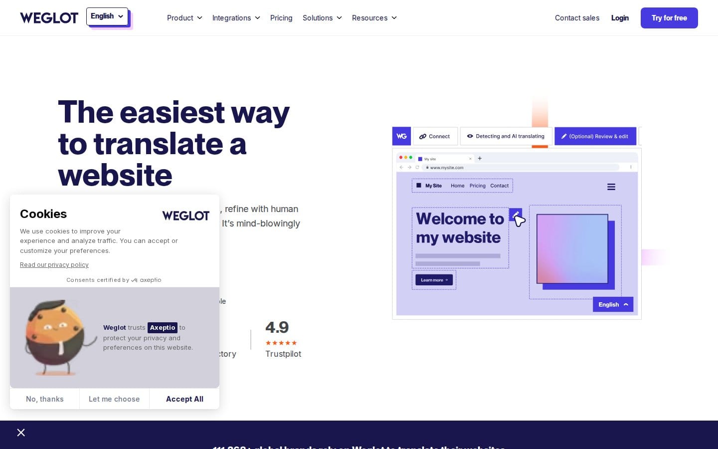 Screenshot of Weglot's pricing page