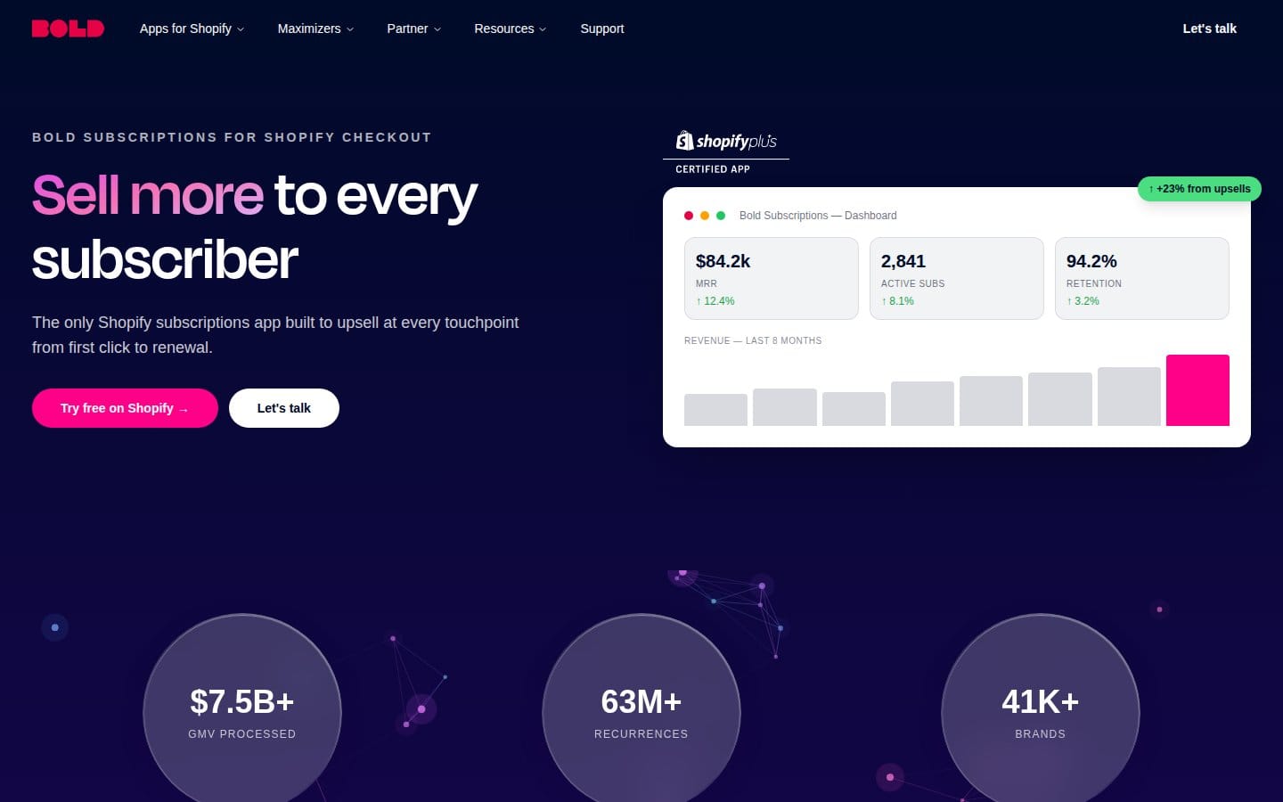 Screenshot of Bold Subscriptions's pricing page