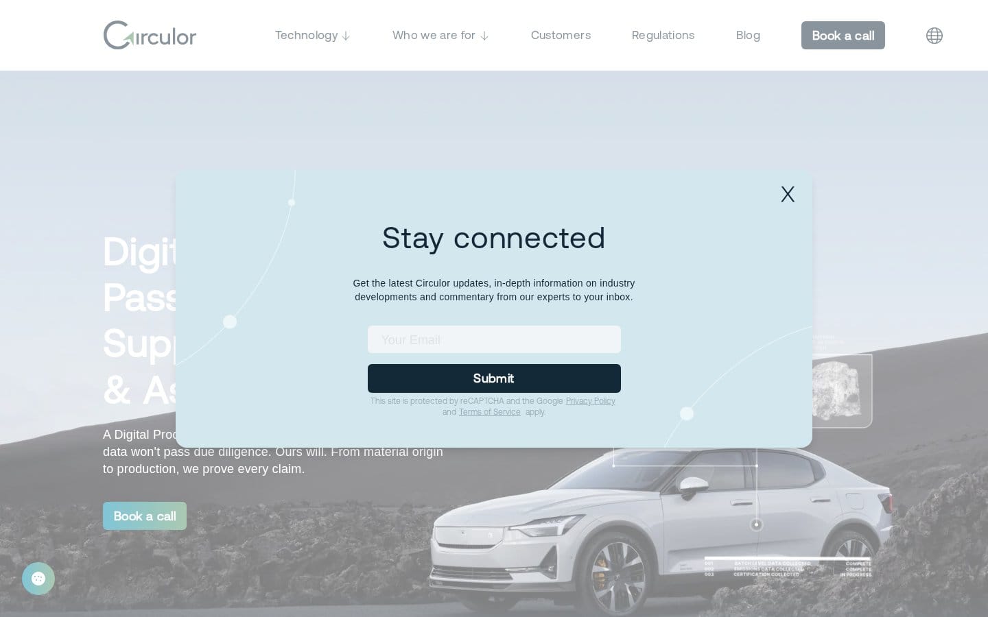 Screenshot of Circulor's pricing page
