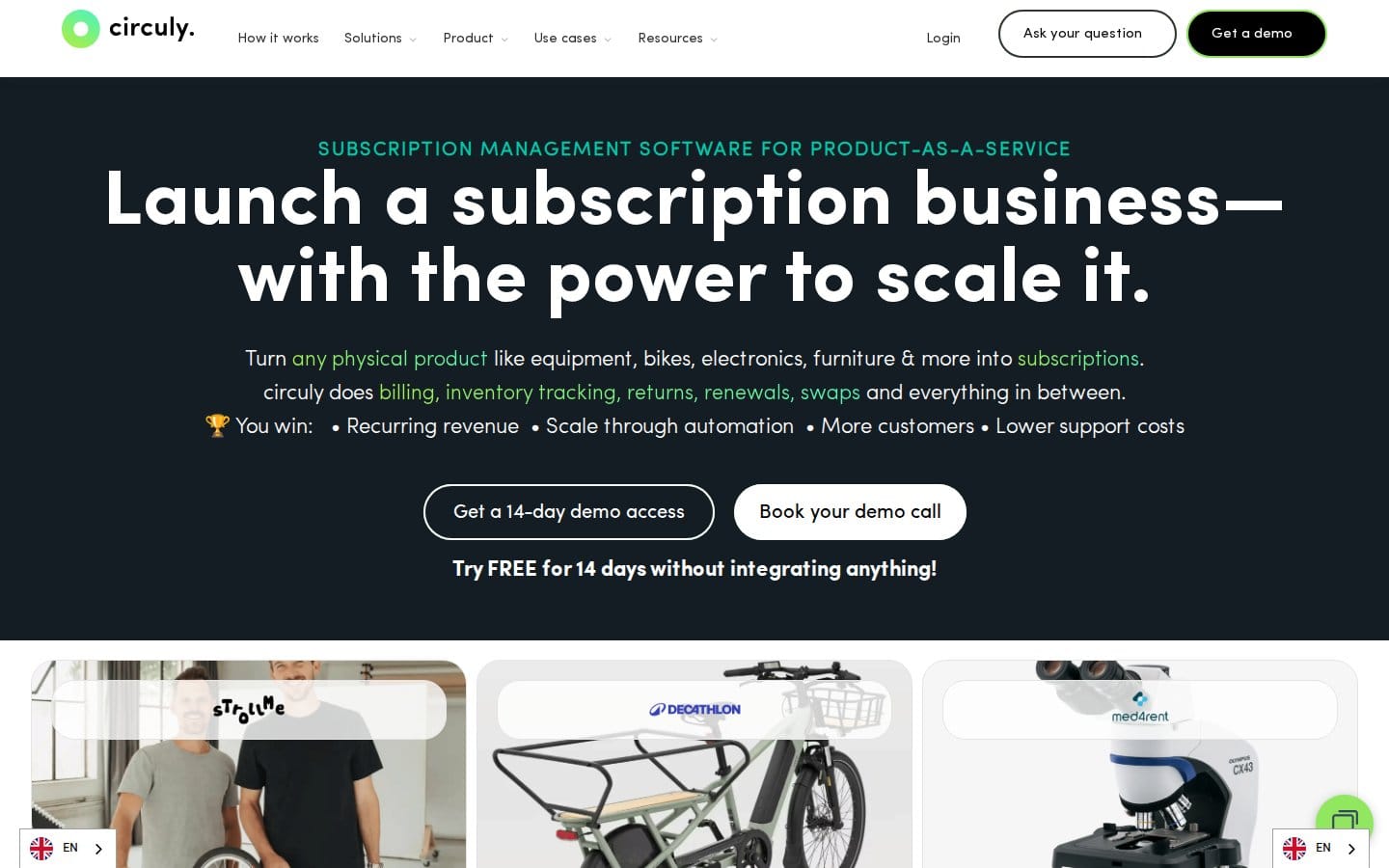 Screenshot of circuly's pricing page