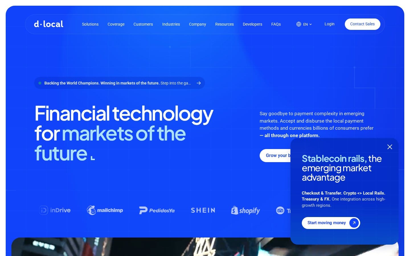 Screenshot of dLocal's pricing page