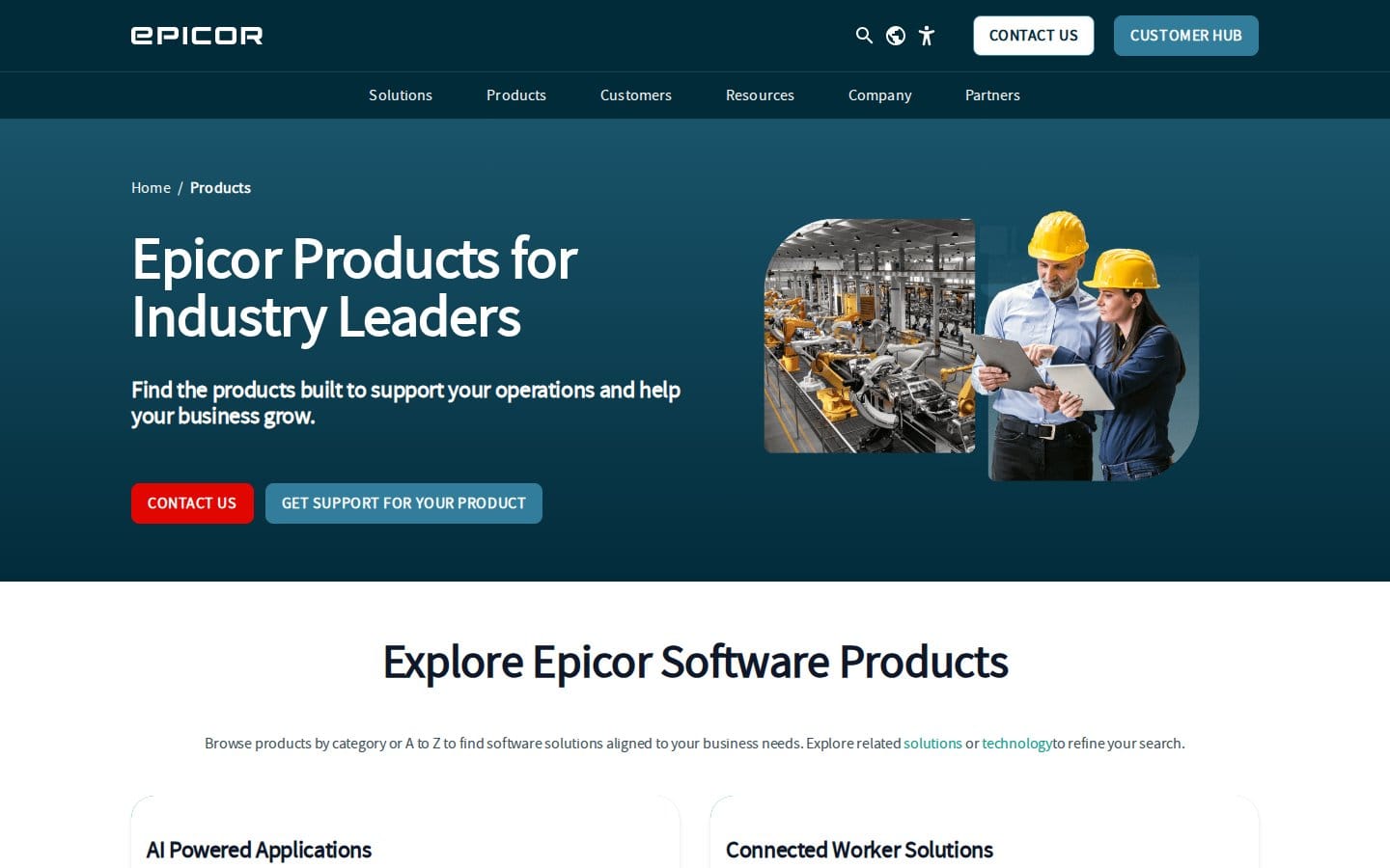 Screenshot of Epicor's pricing page
