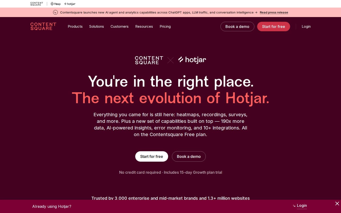 Screenshot of Hotjar's pricing page