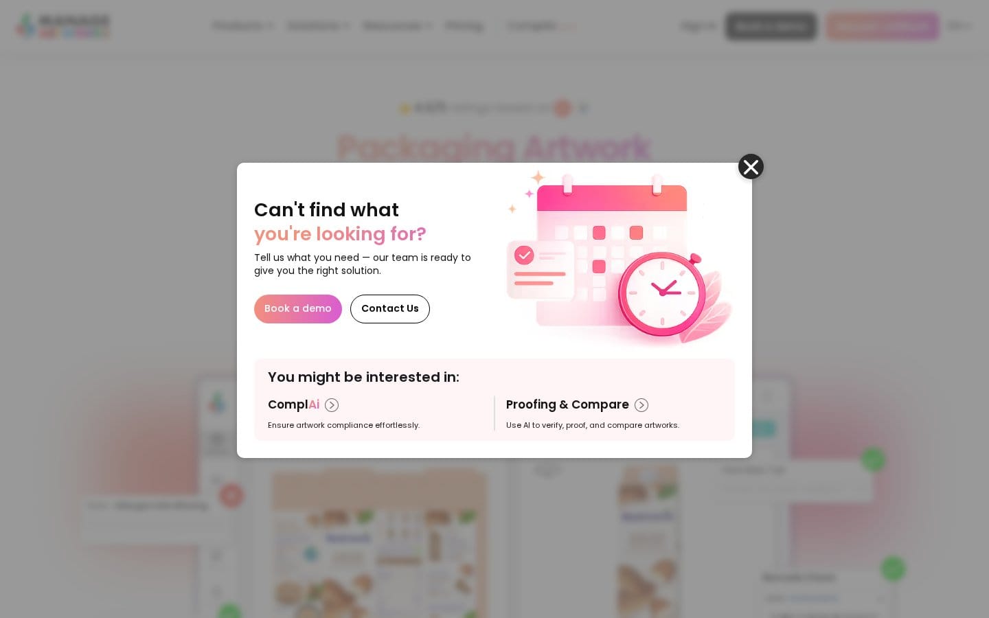Screenshot of ManageArtworks's pricing page