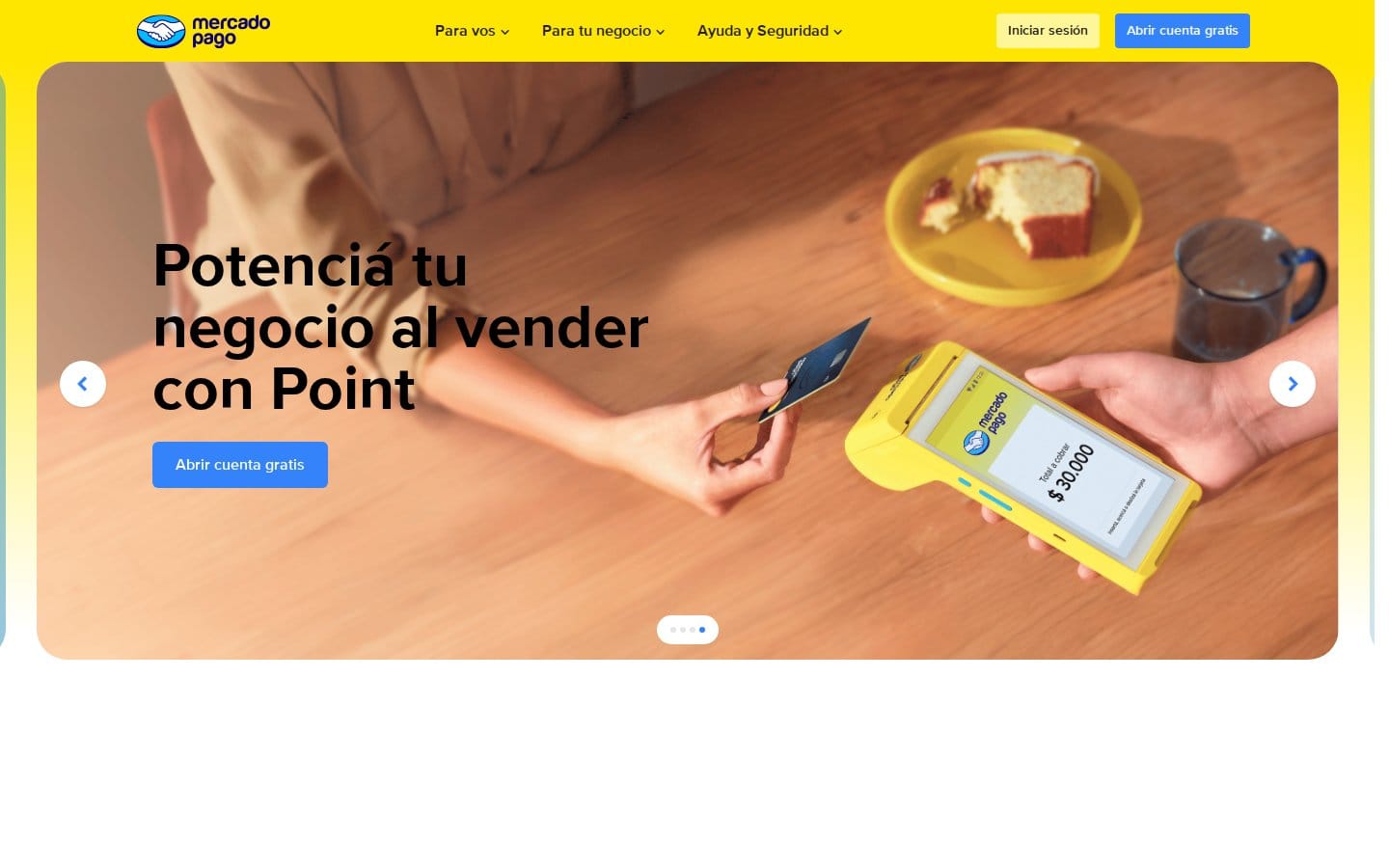 Screenshot of Mercado Pago's pricing page