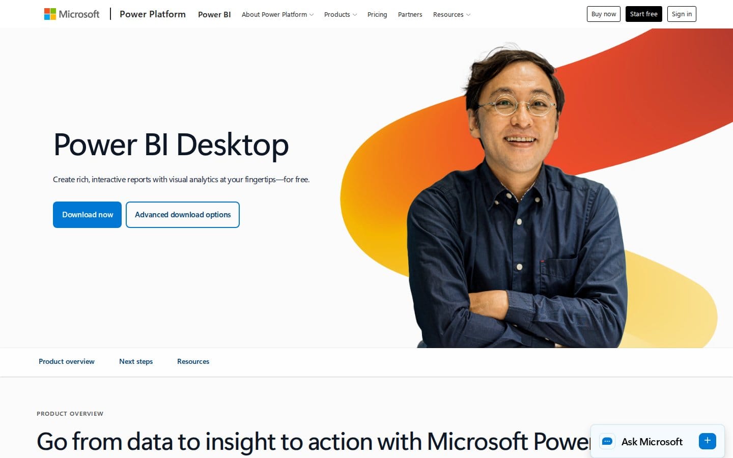 Screenshot of Microsoft Power BI's pricing page