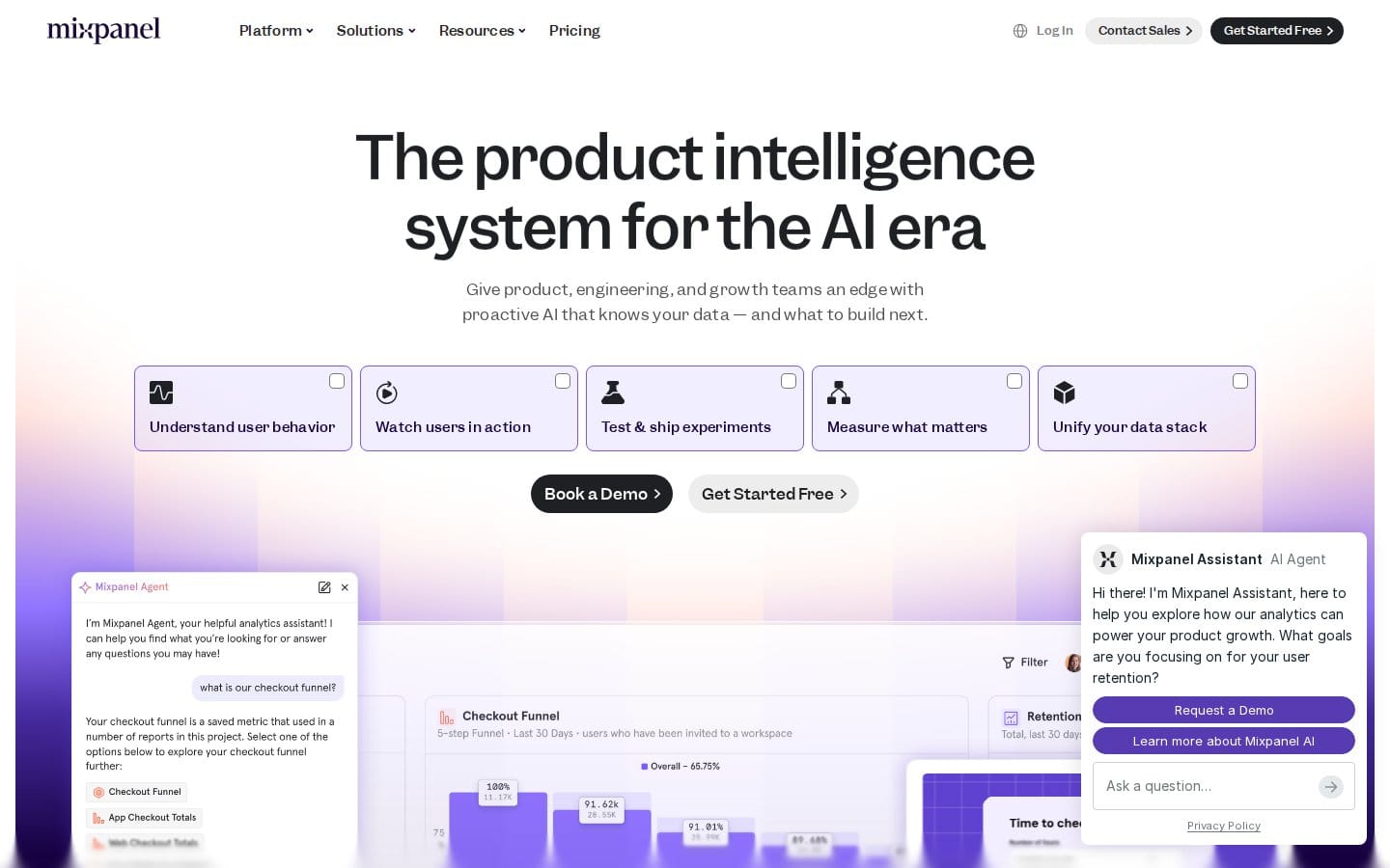 Screenshot of Mixpanel's pricing page