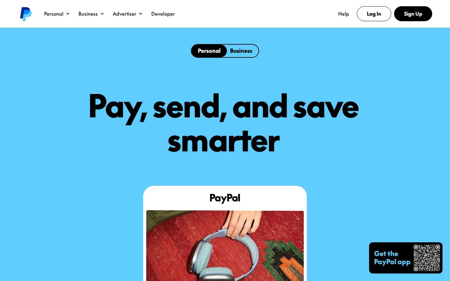 Screenshot of PayPal's pricing page