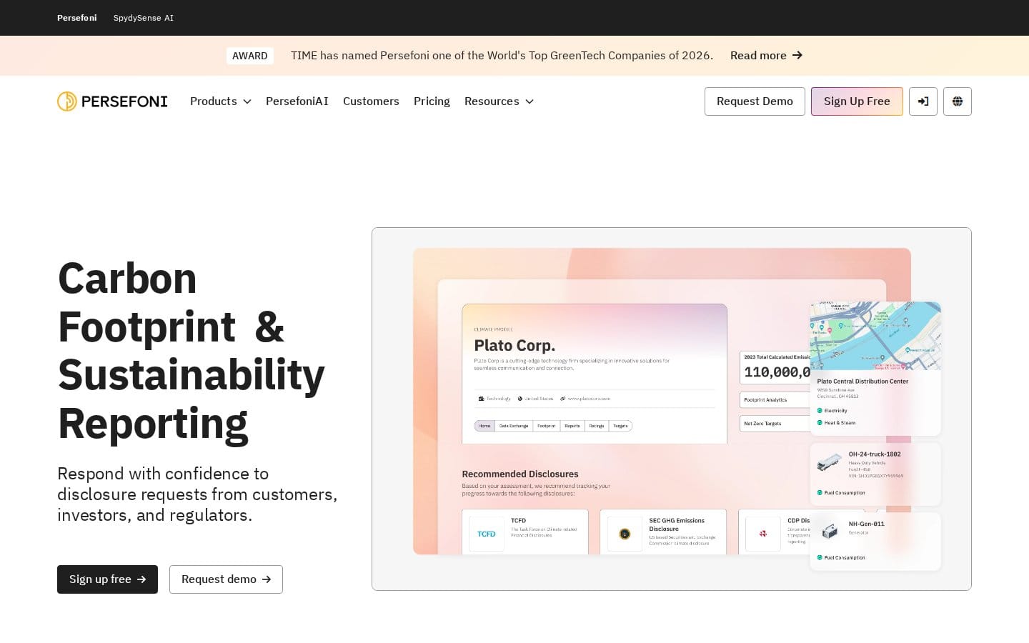 Screenshot of Persefoni's pricing page