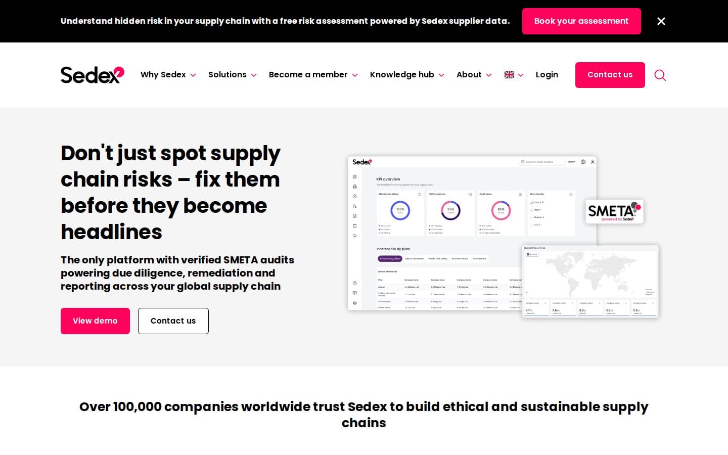Screenshot of Sedex's pricing page