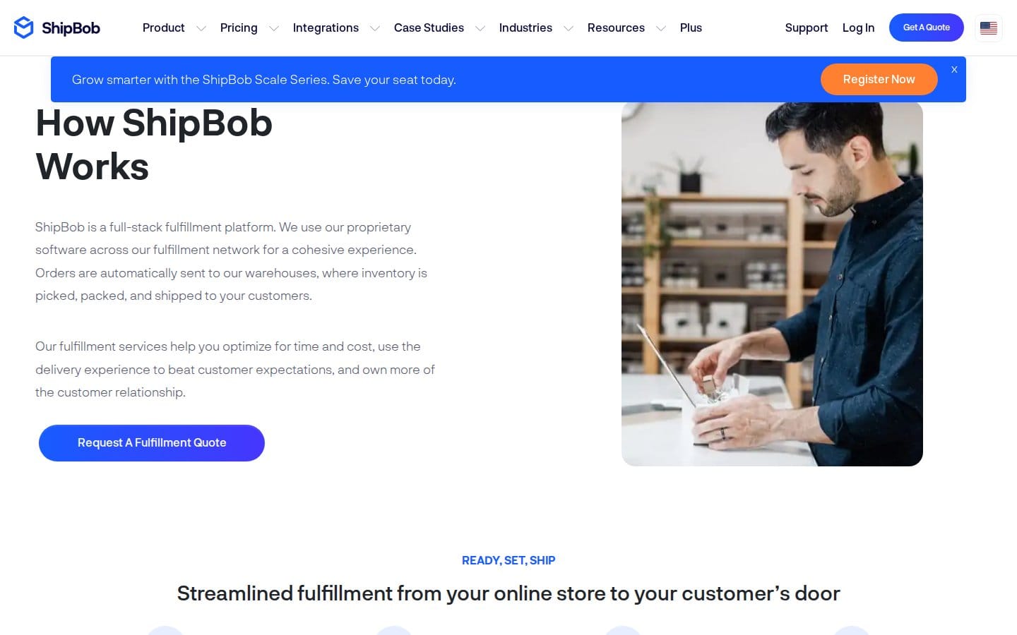 Screenshot of ShipBob's pricing page