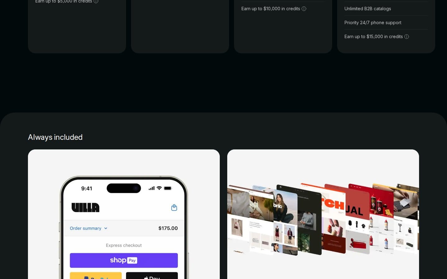 Screenshot of Shopify's pricing page