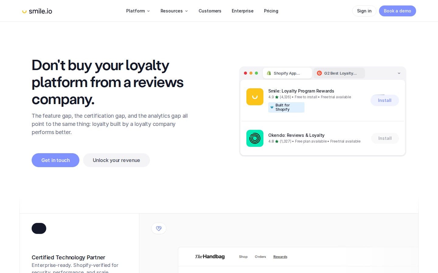 Screenshot of Smile.io's pricing page