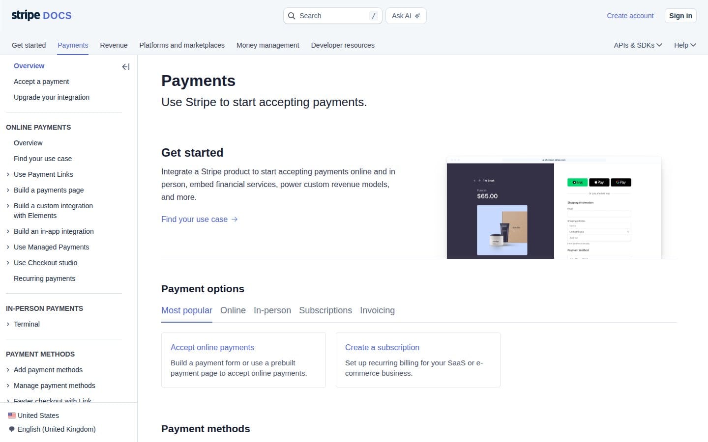 Screenshot of Stripe's pricing page