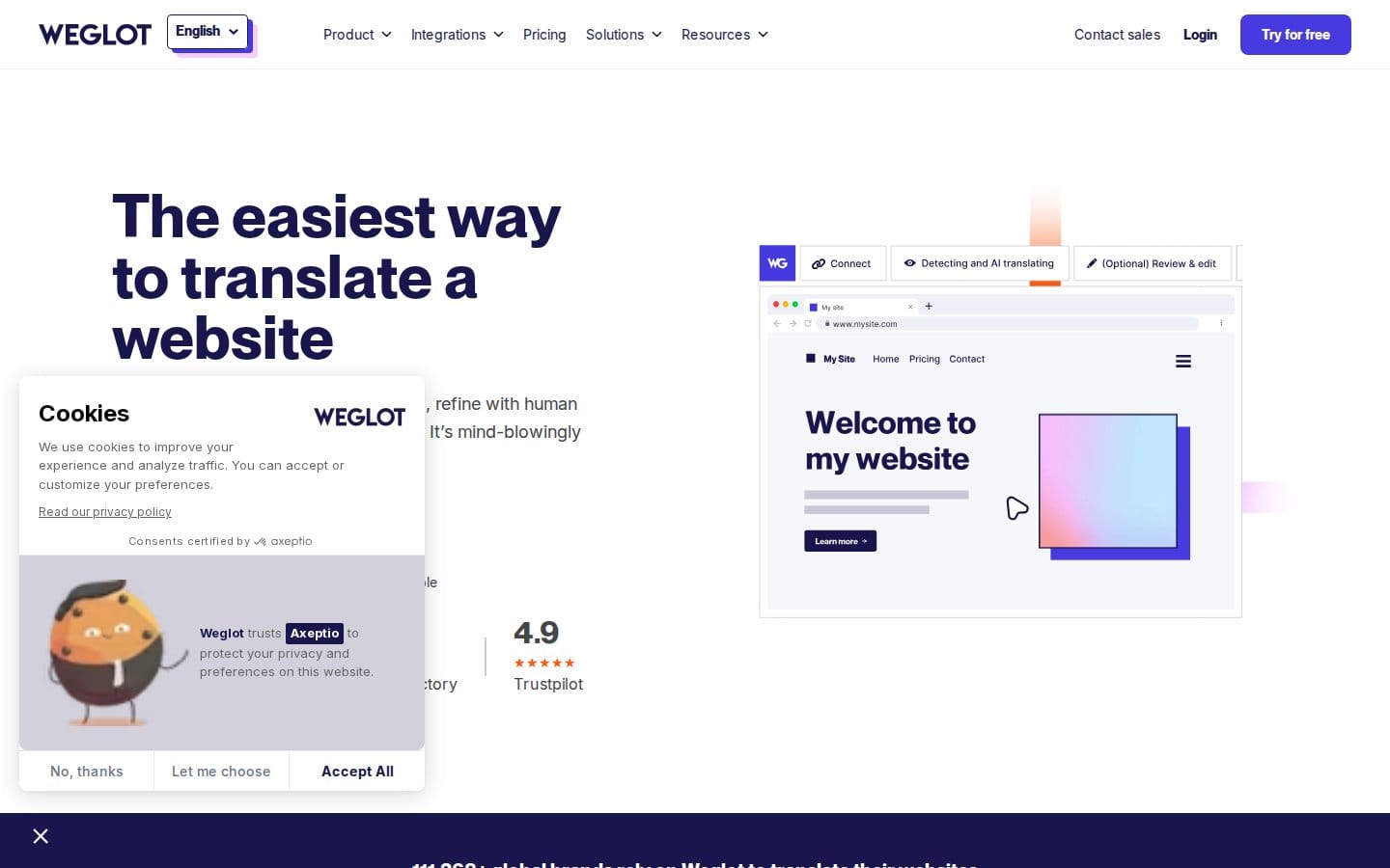 Screenshot of Weglot's pricing page