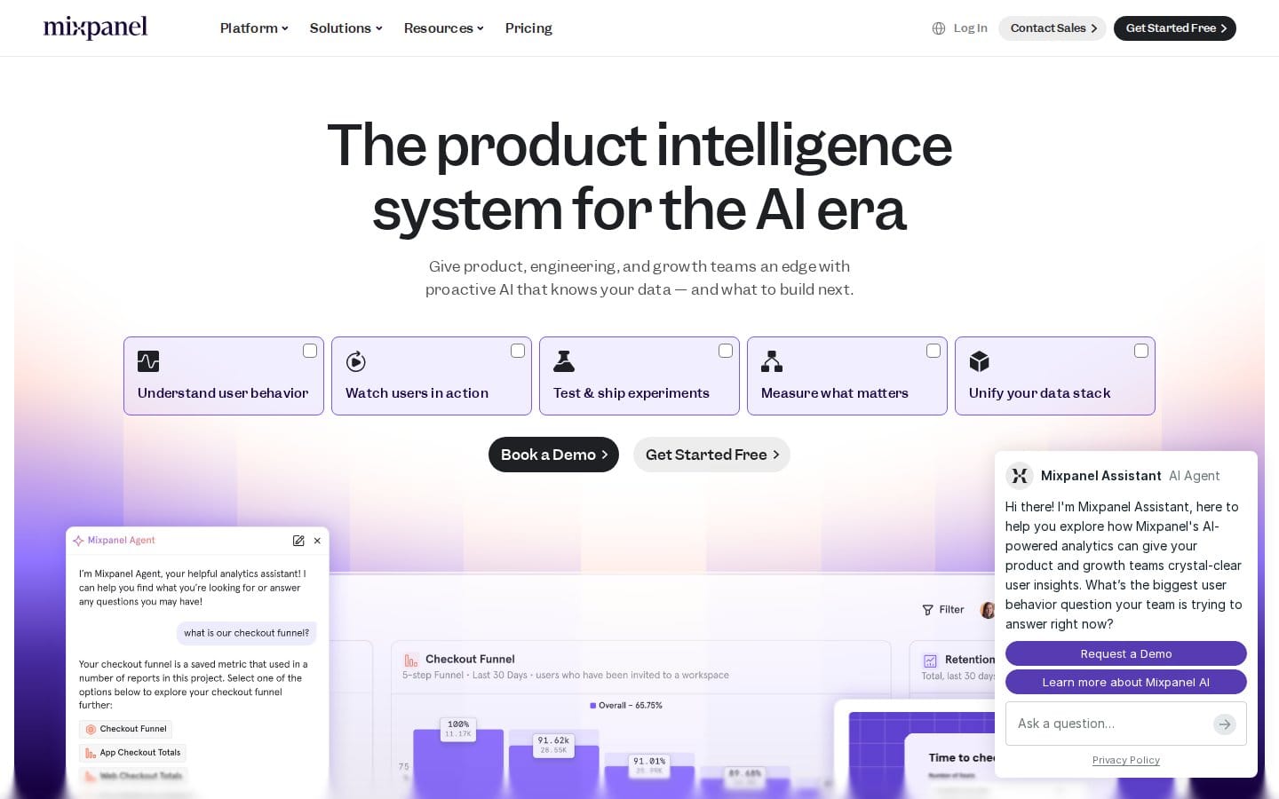 Screenshot of Mixpanel's pricing page