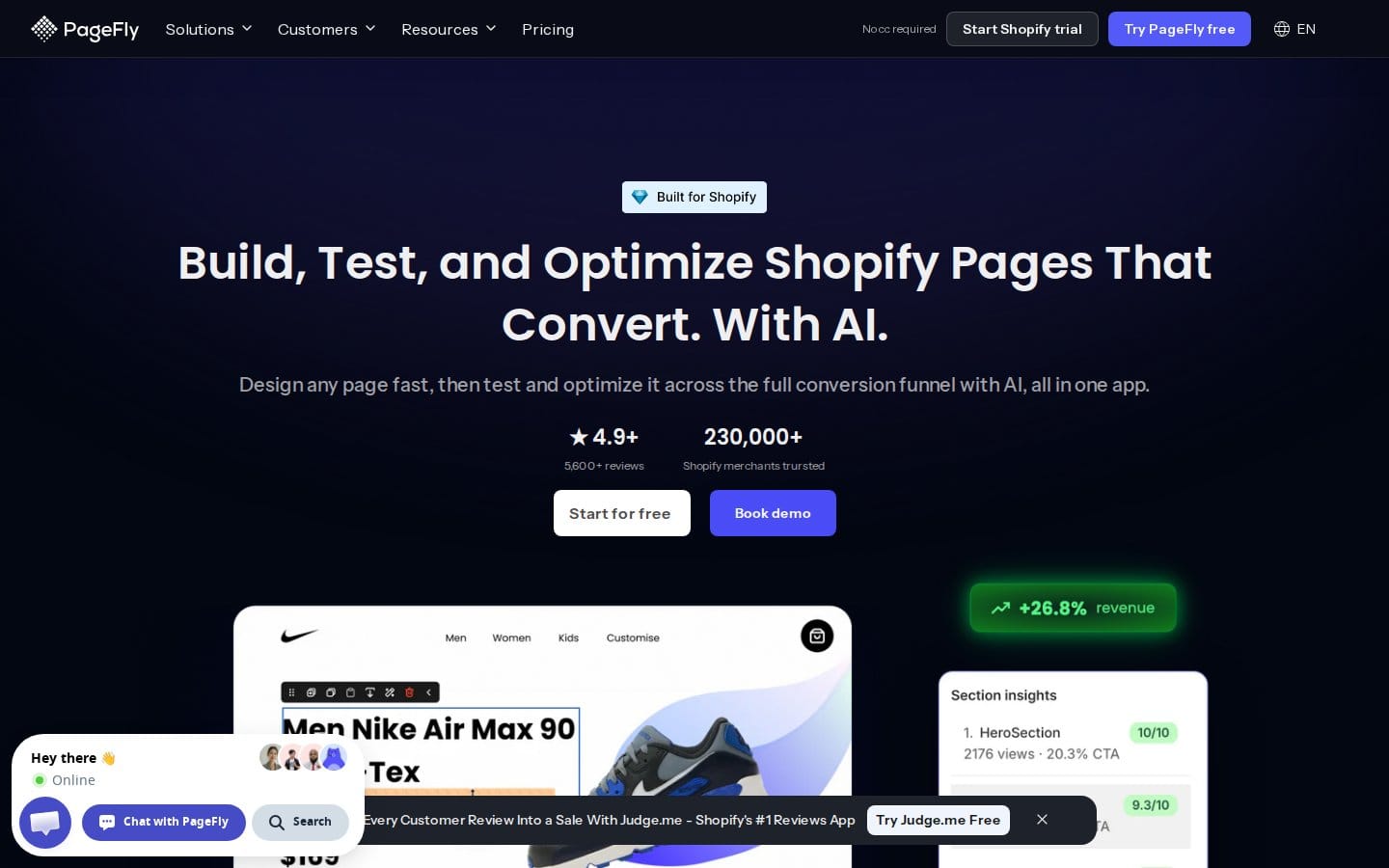 Screenshot of PageFly's pricing page