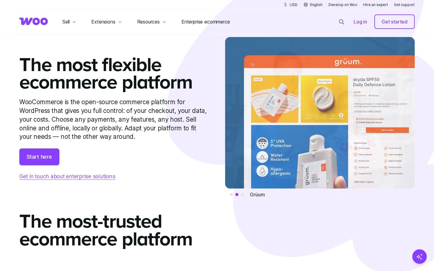 Screenshot of WooCommerce's pricing page