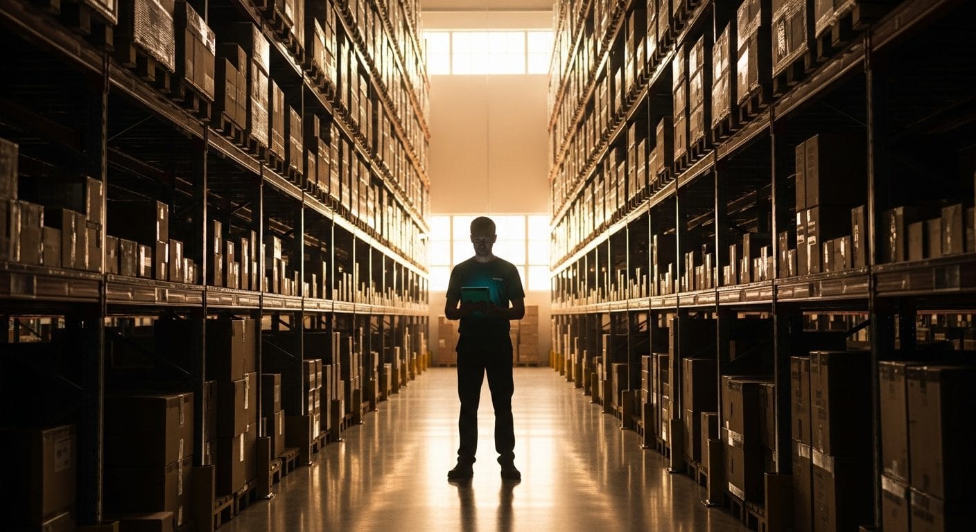 Shopify and Amazon logos connected with sync arrows showing real-time inventory synchronization between platforms